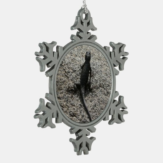 Black Lizard Schneeflocken Zinn-Ornament (Links)