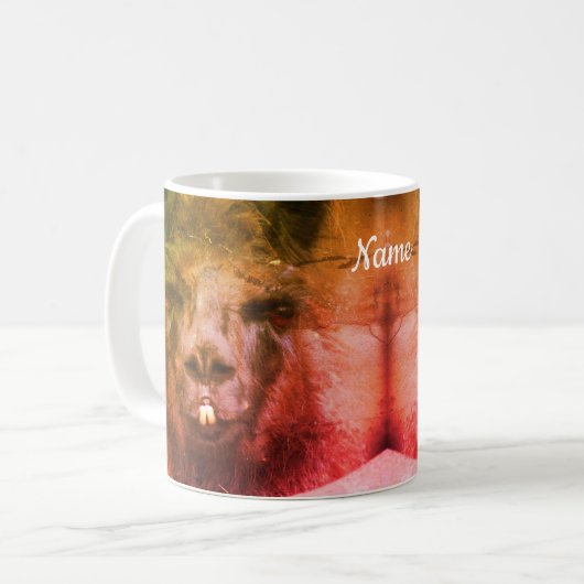 Black Llama Abstrakt Personalisiert Kaffeetasse (Vorderseite Links)