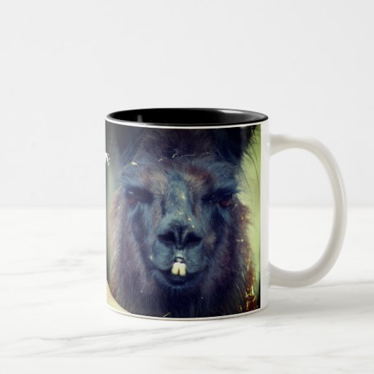 Black Llama Animal Personalisiert Zweifarbige Tasse (Rechts)