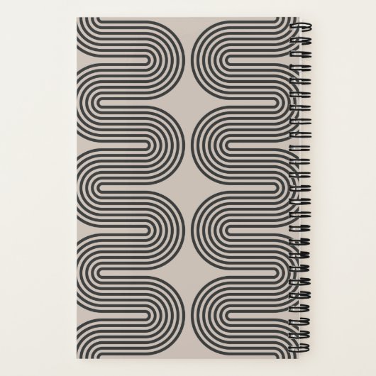 Black Lombard Wavy Lines Modern Custom Notebook Notizblock (Rückseite)