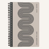Black Lombard Wavy Lines Modern Custom Notebook Notizblock (Vorderseite)