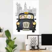 Black London Taxi Cab mit Hunden Poster (Heimbüro)