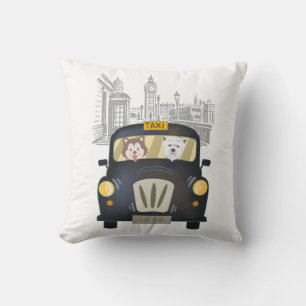 Black London Taxi mit Hogs Pillow Kissen