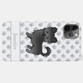 Black Long Coat Chihuahua Cartoon Dog & Name Case-Mate iPhone Hülle (Rückseite (Horizontal))