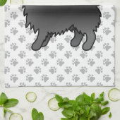 Black Long Coat Chihuahua Cartoon Dog & Paws Geschirrtuch (Gefaltet)