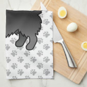 Black Long Coat Chihuahua Cartoon Dog & Paws Geschirrtuch (Viertel Falte)