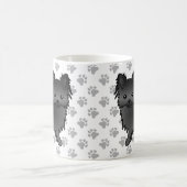 Black Long Coat Chihuahua Cartoon Dog & Paws Kaffeetasse (Mittel)