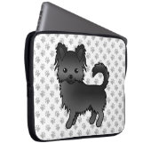 Black Long Coat Chihuahua Cartoon Dog & Paws Laptopschutzhülle (Vorne Rechts)