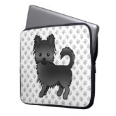 Black Long Coat Chihuahua Cartoon Dog & Paws Laptopschutzhülle (Vorderseite Links)