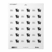 Black Long Coat Chihuahua Niedlich Cartoon Dog Adressaufkleber (Vorne)