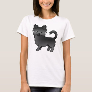 Black Long Coat Chihuahua Niedlich Cartoon Dog T-Shirt