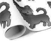 Black Long Coat Chihuahua Niedlich Hundeschema Geschenkpapier (Rolleneckpunkt)