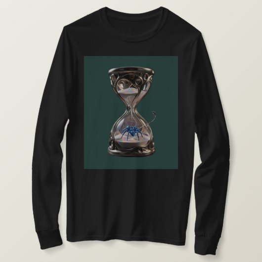 Black long sleeves shirt design with sand watch (Design vorne)