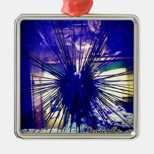 Black Longspine Urchin Ornament Aus Metall (Vorne)