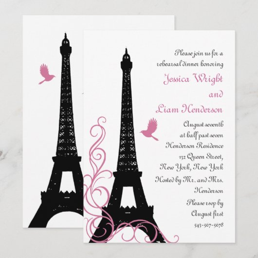 Black Love Birds Probe Dinner Einladung (Vorne/Hinten)