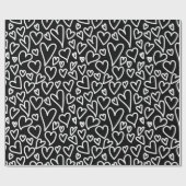 Black Love Hearts Pattern Wrapping Pattern Geschenkpapier (Flach)