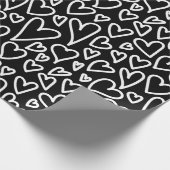 Black Love Hearts Pattern Wrapping Pattern Geschenkpapier (Ecke)
