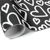 Black Love Hearts Pattern Wrapping Pattern Geschenkpapier (Rolleneckpunkt)