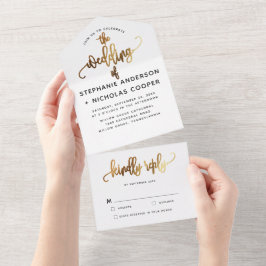 Black Love Script Typograph Gold All In One Einladung