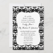Black Lovebird Damask Wedding Einladung (Vorderseite)