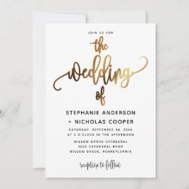 Black Lovely Script Typografy Wedding Gold Einladung