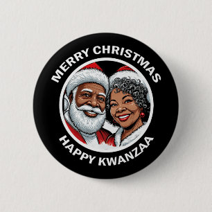 Black Loving Santa Claus und Mrs. Claus Weihnachte Button