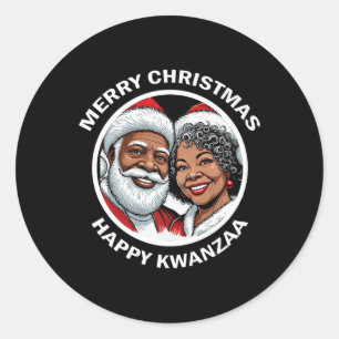 Black Loving Santa Claus und Mrs. Claus Weihnachte Runder Aufkleber