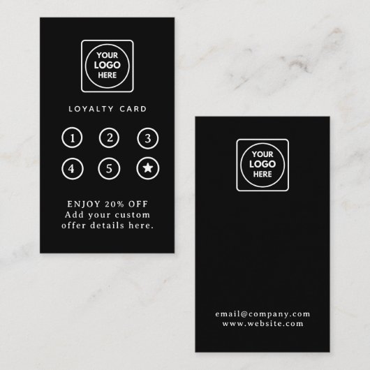 Black Loyalty Card | Benutzerdefinierte Firmen-Log Treuekarte (Vorne/Hinten)