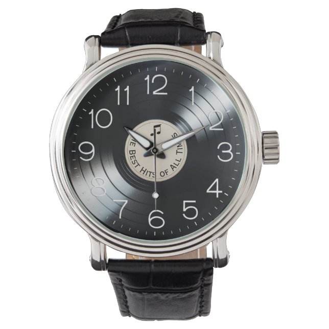 Black LP Vinyl Record Album Armbanduhr (Vorderseite)