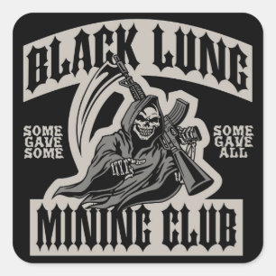 BLACK LUNG MINING CLUB QUADRATISCHER AUFKLEBER
