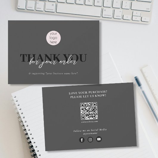 Black Luxe Business Vielen Dank Logo Social Media Dankeskarte