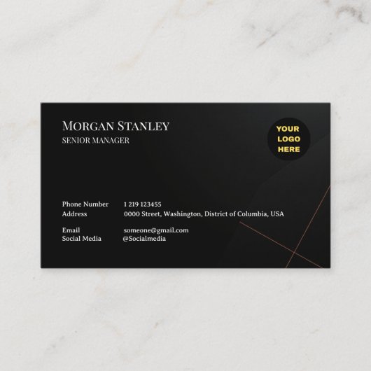 Black Luxury Business Card Design Visitenkarte (Vorderseite)