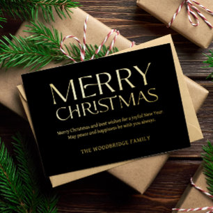 Black Luxury Christmas Card Elegantes Schriftart F Folien Feiertagskarte