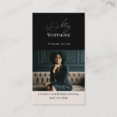 Black Luxury Elegant Law Firm Photo QR Code Visitenkarte (Vorderseite)