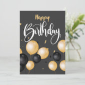 Black Luxury Happy Birthday Card Dankeskarte (Stehend Vorderseite)