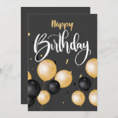 Black Luxury Happy Birthday Card Dankeskarte (Vorne/Hinten)