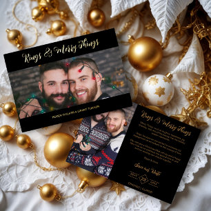 Black Luxury Holiday Wedding 2 Fotos Weihnachten Folieneinladung