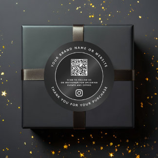 Black Luxury Minimal QR Code Vielen Dank, dass Sie Runder Aufkleber