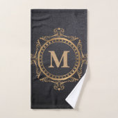 Black Luxury Monogram Ziermandala Badhandtuch Set (Handtuch)