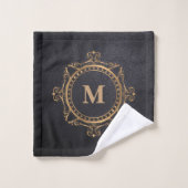 Black Luxury Monogram Ziermandala Badhandtuch Set (Waschlappen)