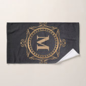 Black Luxury Monogram Ziermandala Badhandtuch Set (Handtuch)