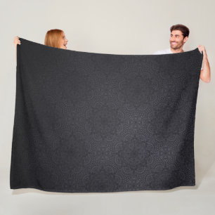 Black Luxury Ornamental Mandala Fleecedecke