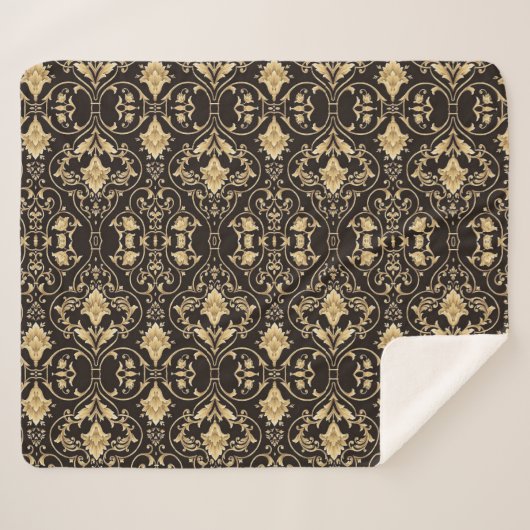 Black Luxury Pattern Sherpadecke (Vorderseite (Horizontal))