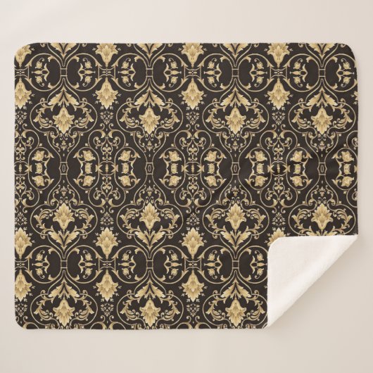 Black Luxury Pattern Sherpadecke (Vorderseite (Horizontal))