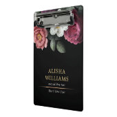 Black Luxury Personalisiert Floral Mini Klemmbrett (Gewinkelt2)