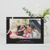 Black Luxury Simple Liebe Zitat Golden Effect Foto Save The Date (Stehend Vorderseite)