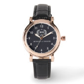 Black Luxury Vintage Floral Monogram Armbanduhr (Vorderseite)