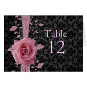 Black Luxus Damask Rosa Tischkarte (Vorderseite (Horizontal))