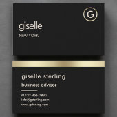 Black Luxus Imitats Gold Foil Monogram Visitenkarte