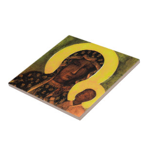 Black Madonna Icon Traditionelles Polen Geschenk Fliese